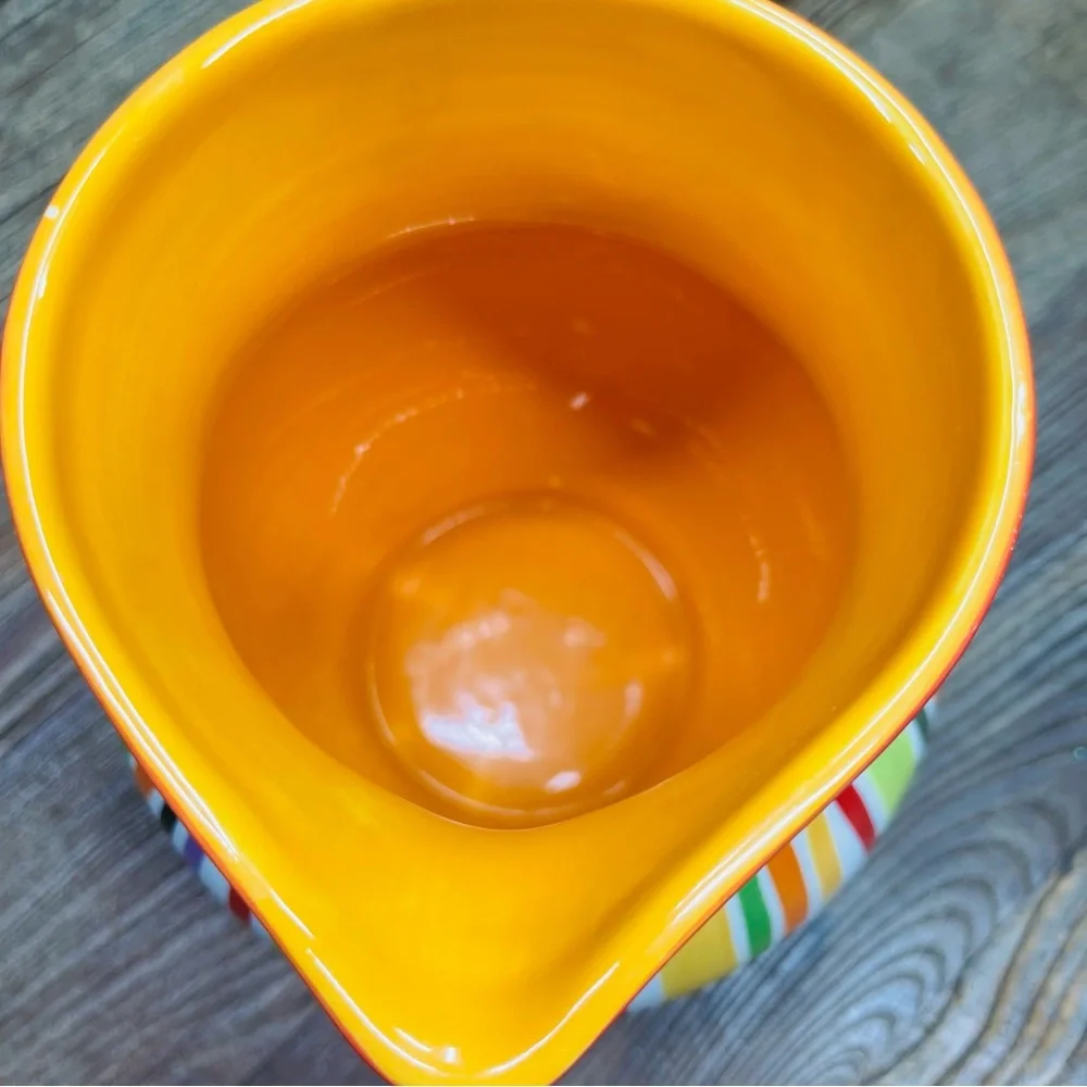 CRATE & BARREL Multicolored Striped Ceramic Raya Pitcher